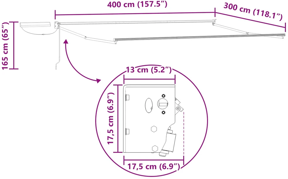 Elektrinė ištraukiama pavėsinė Antracito 4 × 3 m