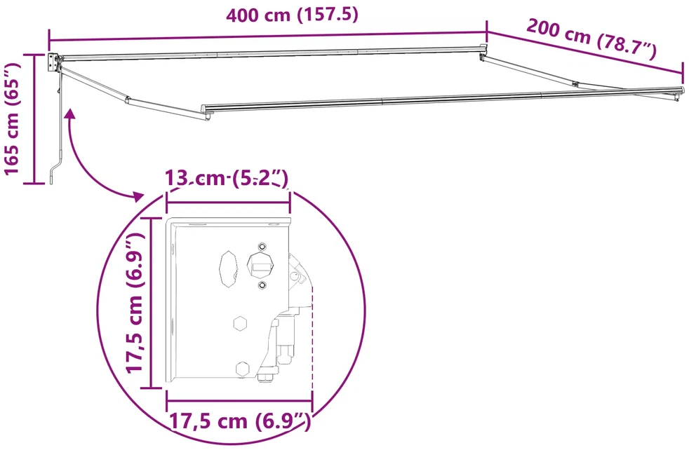 Ištraukiama markizė Antracito ir baltos 4 x 2 m