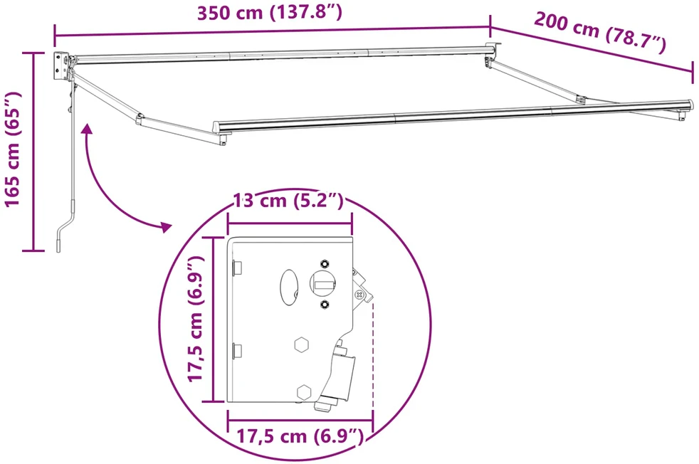 Ištraukiama markizė Geltona, oranžinė ir balta 3,5 x 2 m