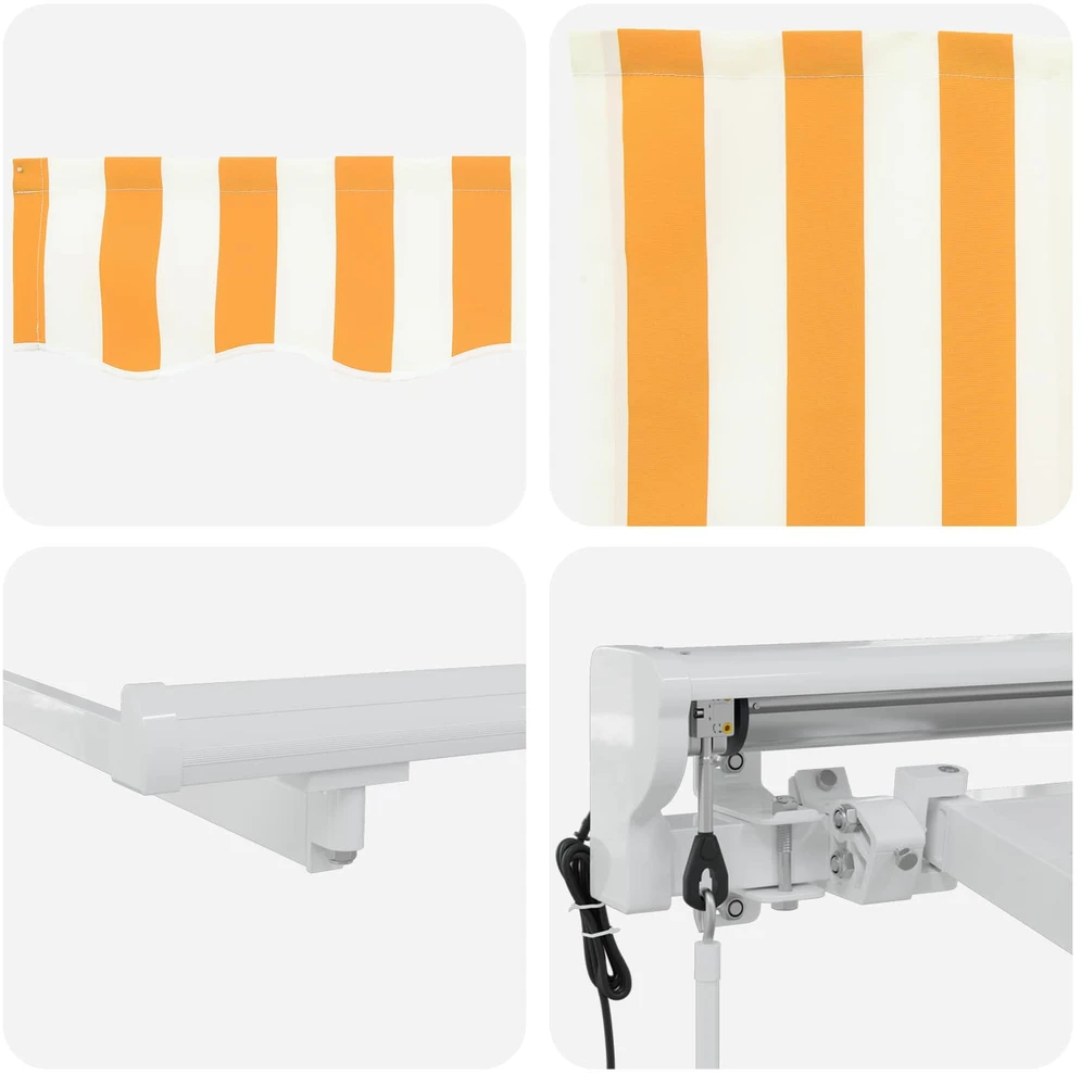 Elektrinė ištraukiama pavėsinė Geltona ir balta 3 x 2 m