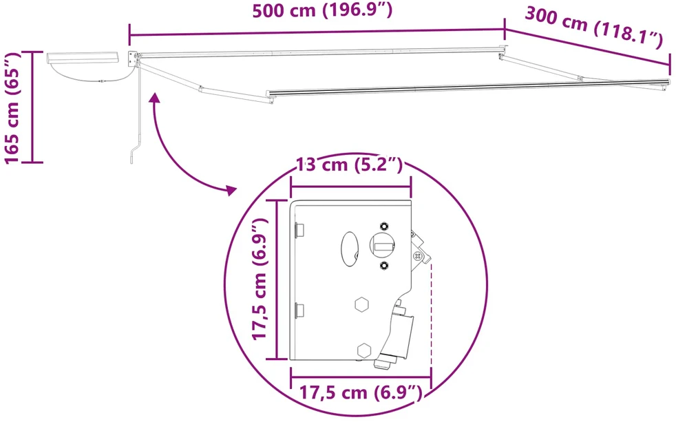 Elektrinė ištraukiama pavėsinė Įvairiaspalvis 5 x 3 m