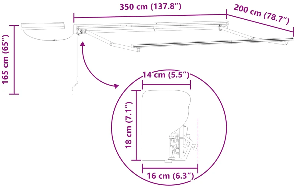 Elektrinė ištraukiama pavėsinė Kremas ir balta 3,5 x 2 m