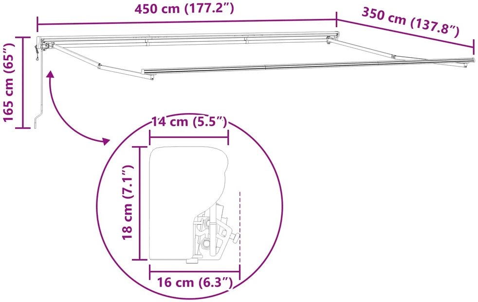Elektrinė ištraukiama pavėsinė Mėlyna ir balta 4,5 × 3,5 m