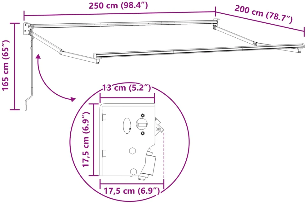Ištraukiama markizė Ruda 2,5 x 2 m Poliesteris ir Metalas