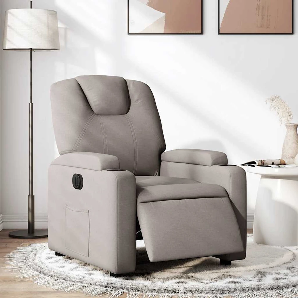 Fotelis Elektrinis atlošiamas krėslas, taupe spalvos, audinys