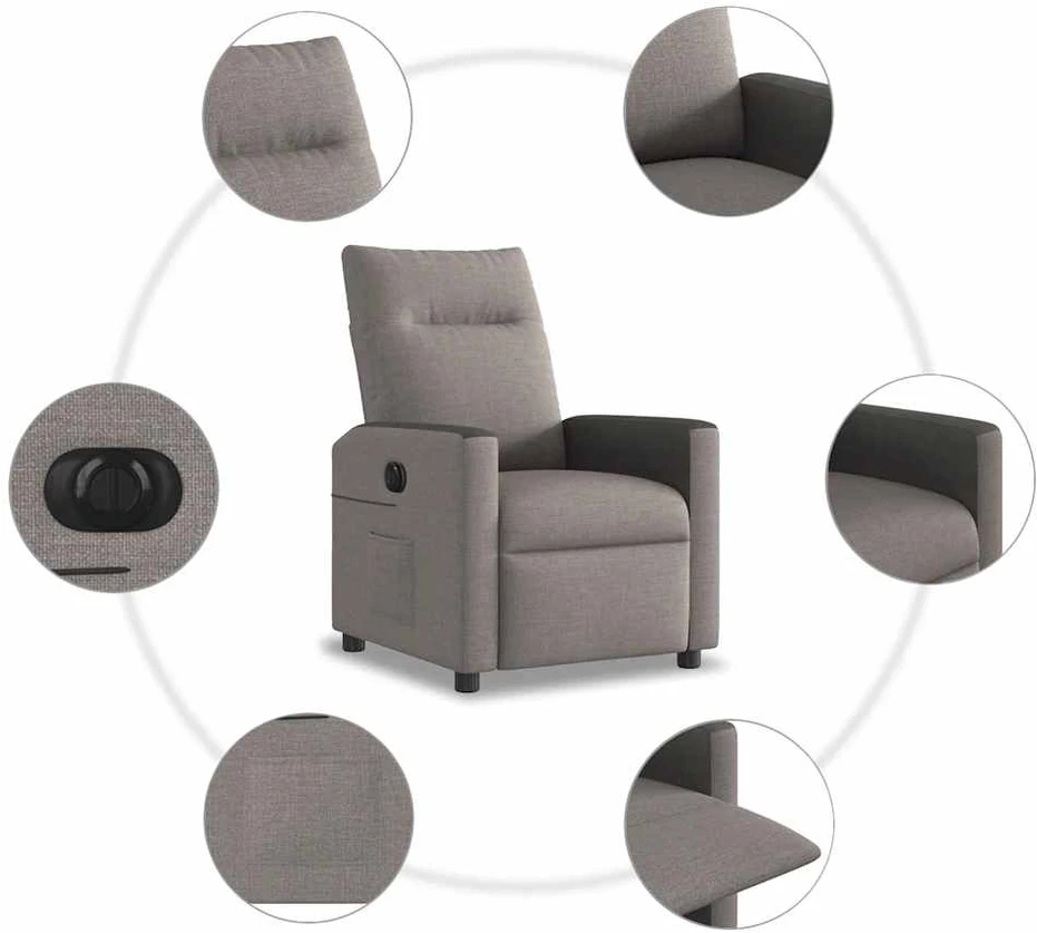Fotelis Elektrinis atlošiamas krėslas, taupe spalvos, audinys