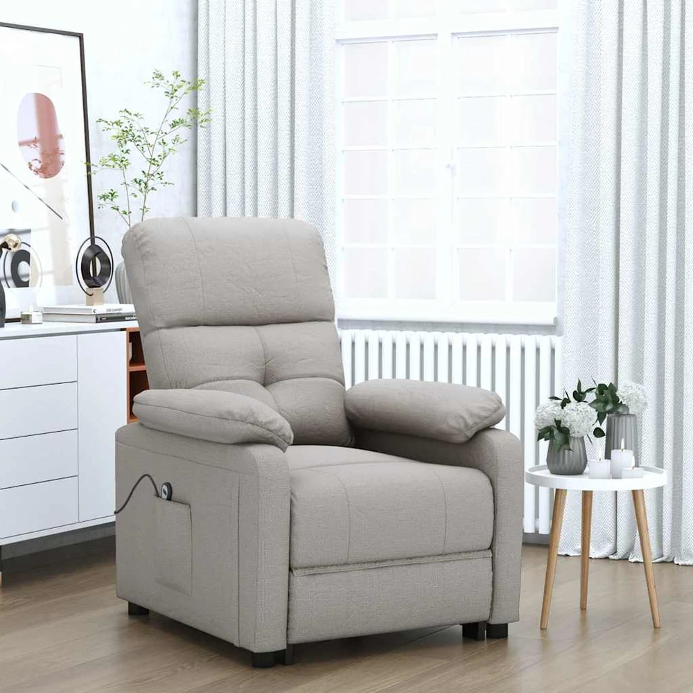 Fotelis Elektrinis atlošiamas krėslas, taupe spalvos, audinys