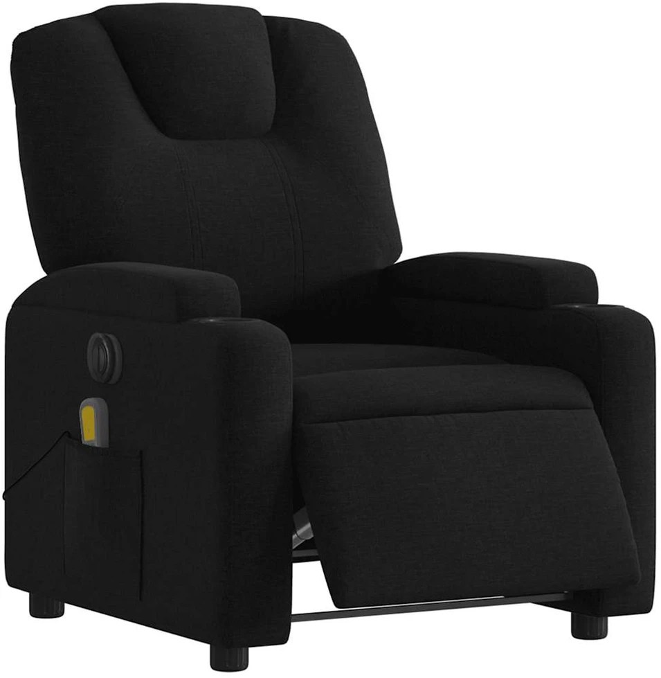 Fotelis Elektrinis atlošiamas masažinis krėslas, juodas, audinys