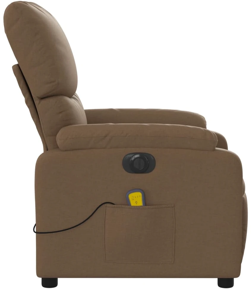 Fotelis Elektrinis atlošiamas masažinis krėslas, rudas, audinys
