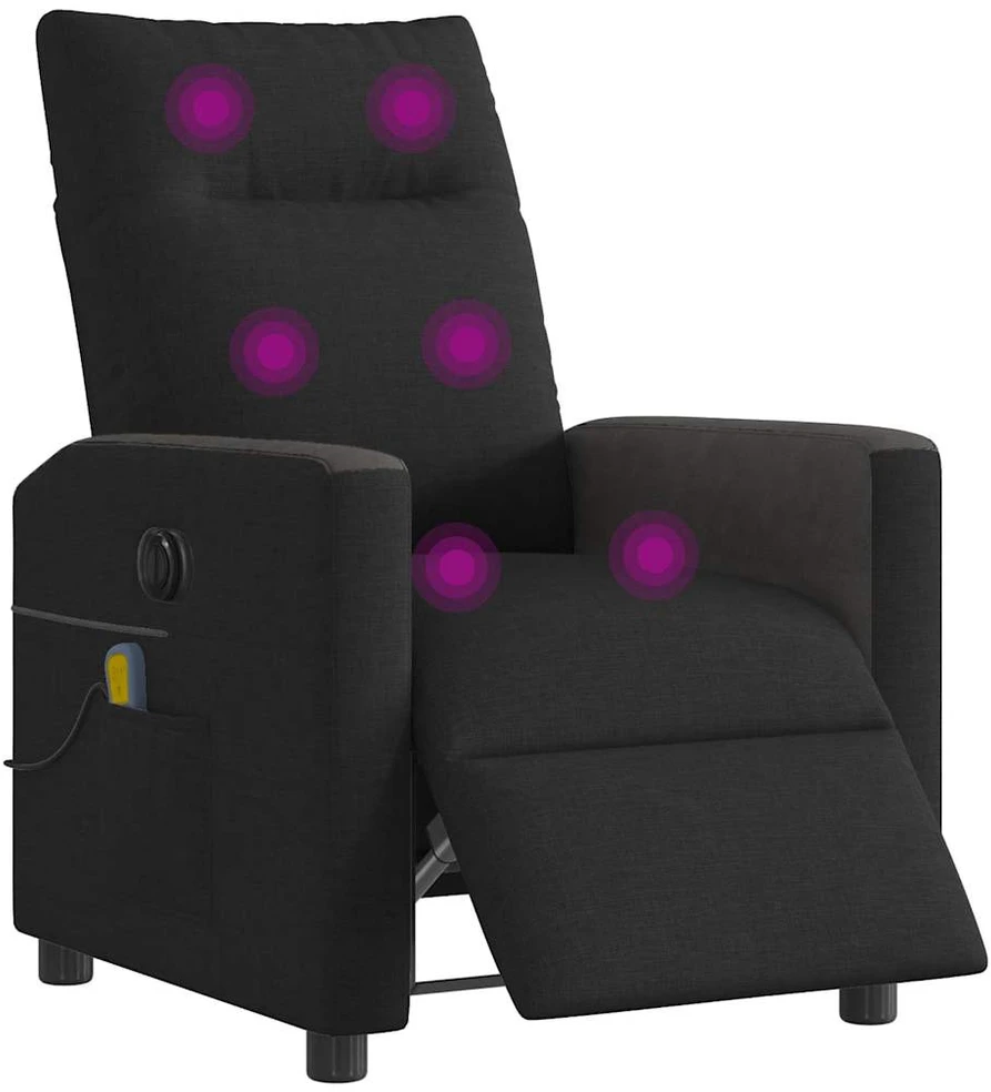 Fotelis Elektrinis atlošiamas masažinis krėslas, juodas, audinys