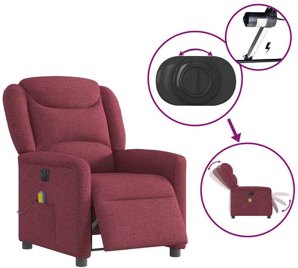 Fotelis Elektrinis atlošiamas masažinis krėslas, vyno, audinys