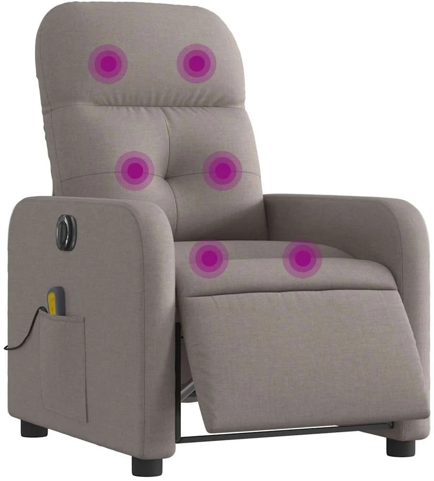 Fotelis Elektrinis atlošiamas masažinis krėslas, taupe, audinys