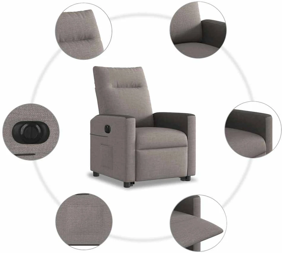 Fotelis Elektrinis atsistojantis atlošiamas krėslas, taupe, audinys