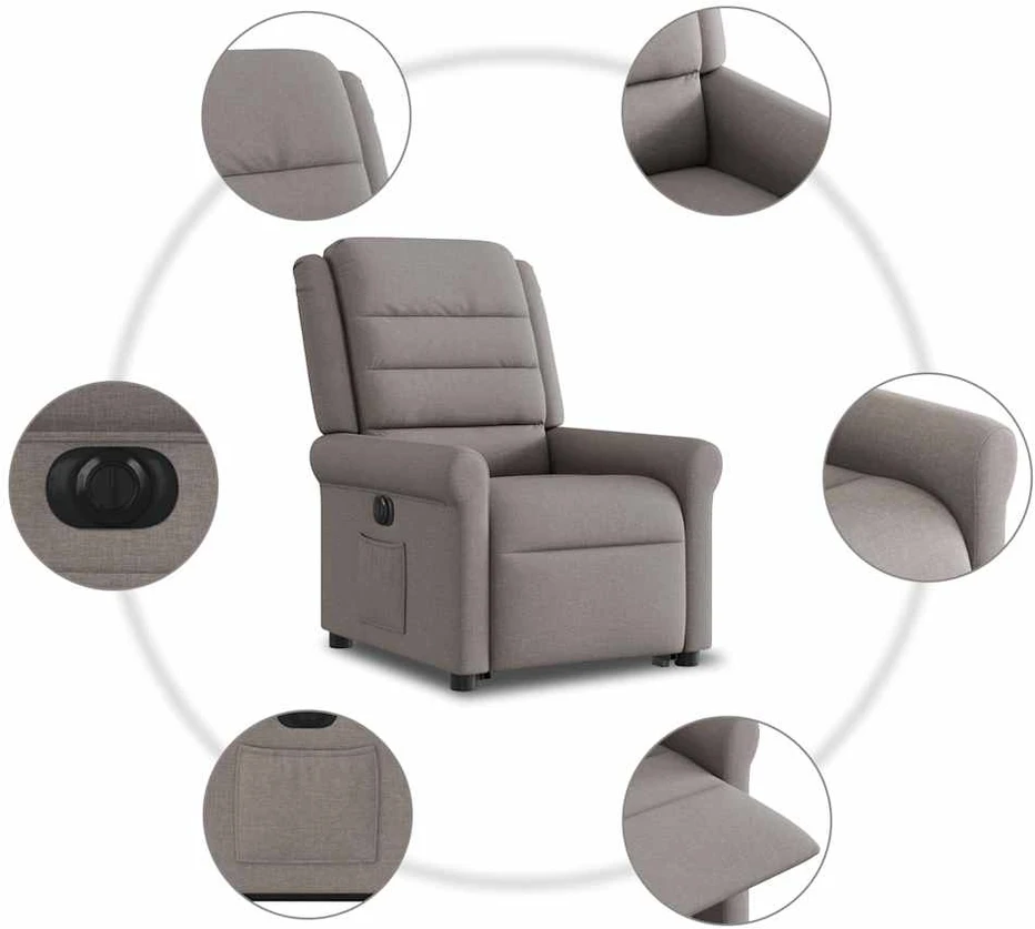 Fotelis Elektrinis atsistojantis atlošiamas krėslas, taupe, audinys