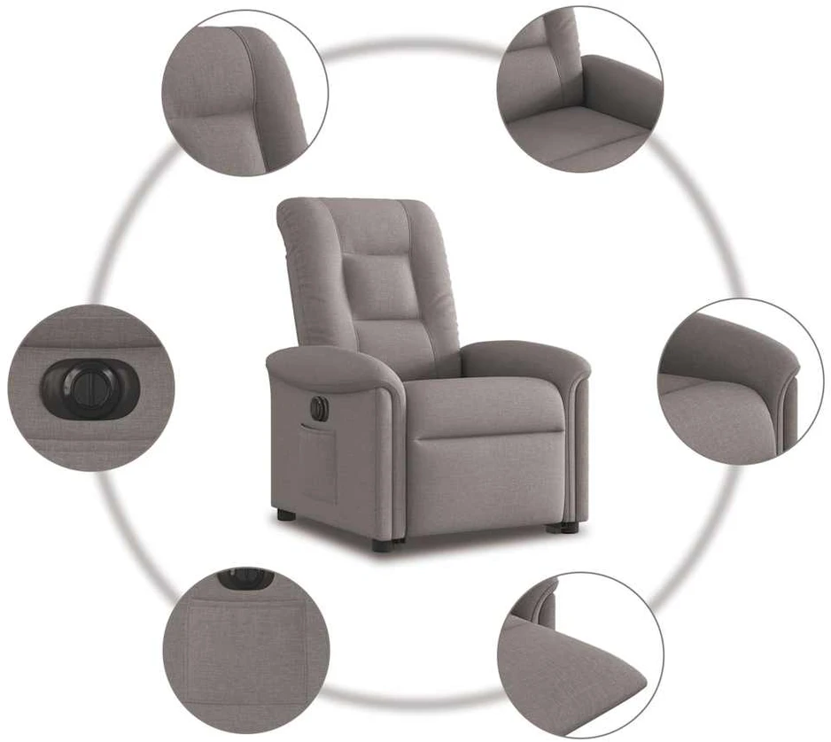 Fotelis Elektrinis atsistojantis atlošiamas krėslas, taupe, audinys