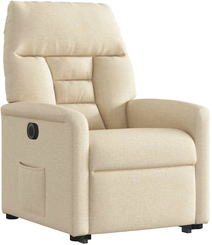 Fotelis Elektrinis atsistojantis atlošiamas krėslas, kreminis, audinys