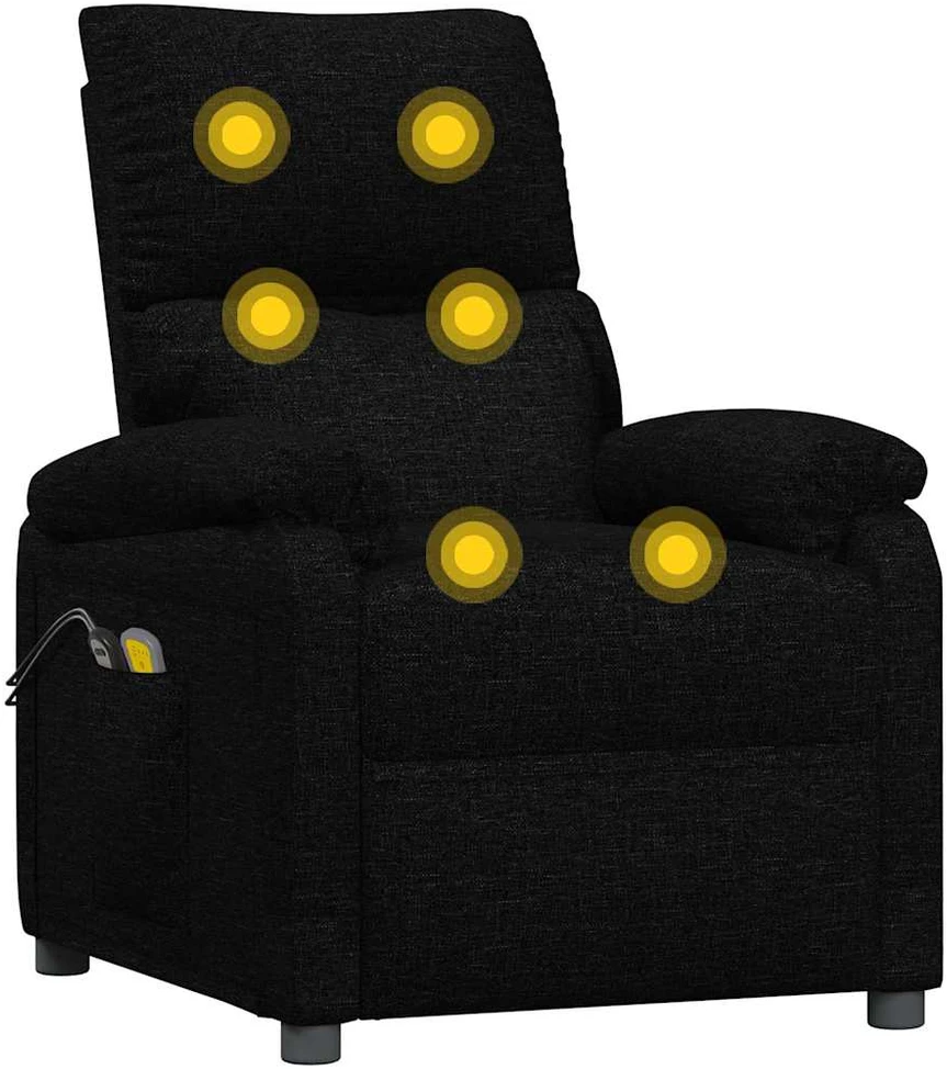 Elektrinis masažinis krėslas, juodos spalvos, audinys