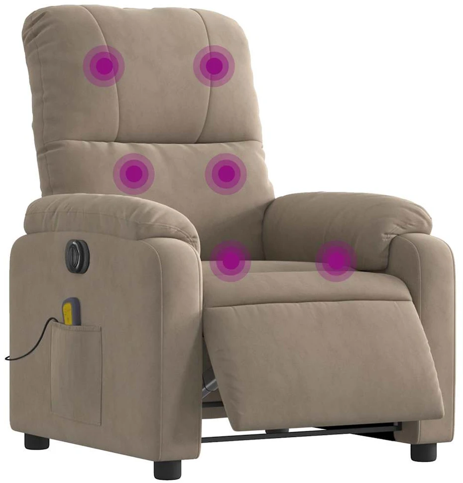 Fotelis Elektrinis masažinis krėslas, taupe, mikropluošto audinys