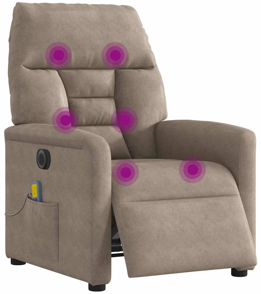 Fotelis Elektrinis masažinis krėslas, taupe, mikropluošto audinys