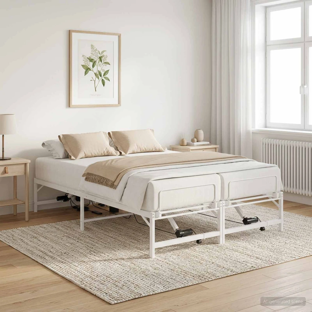Lova Elektrinis reguliuojamas lovos rėmas Balta 120 x 190 cm Plienas