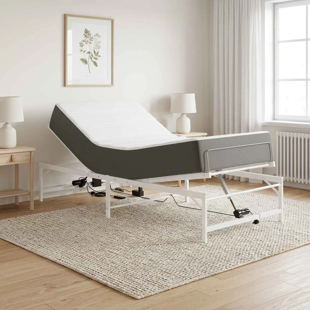 Lova Elektrinis reguliuojamas lovos rėmas Balta 100 x 200 cm Plienas