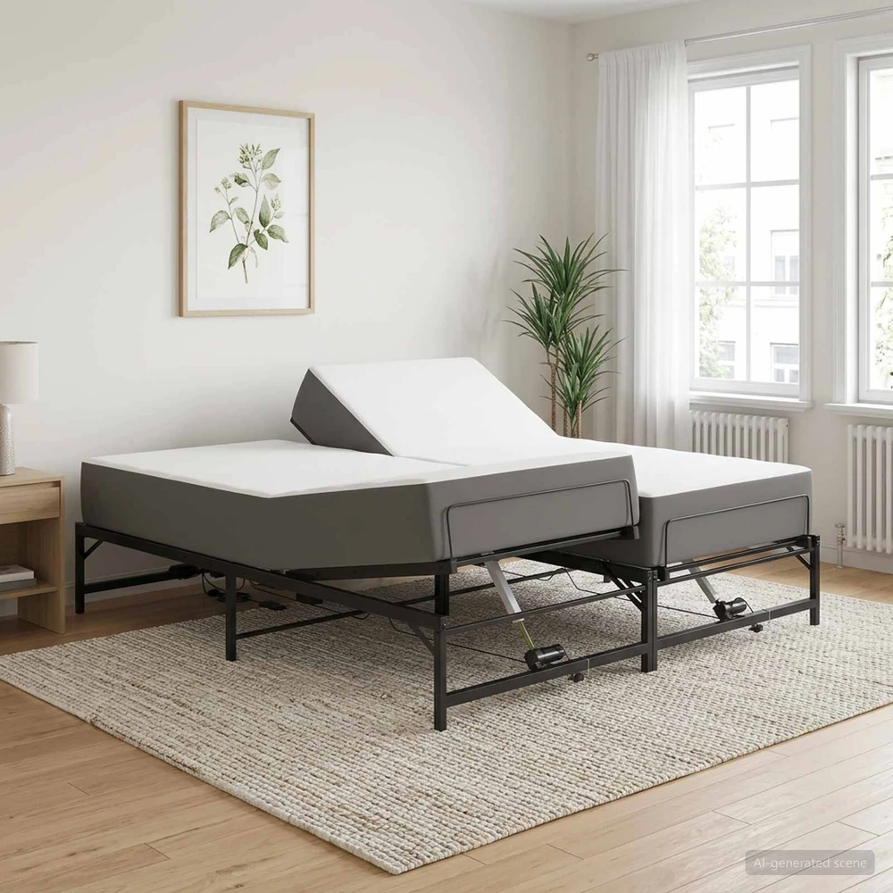 Lova Elektrinis reguliuojamas lovos rėmas Juoda 160 x 200 cm Plienas