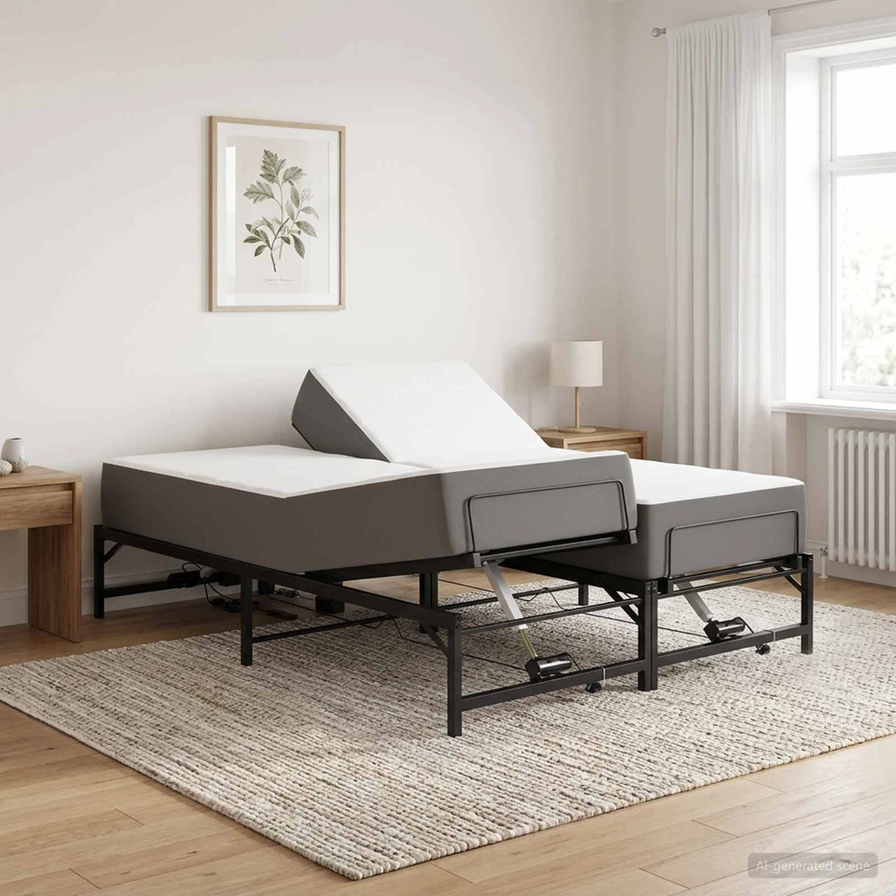 Lova Elektrinis reguliuojamas lovos rėmas Juoda 140 x 200 cm Plienas