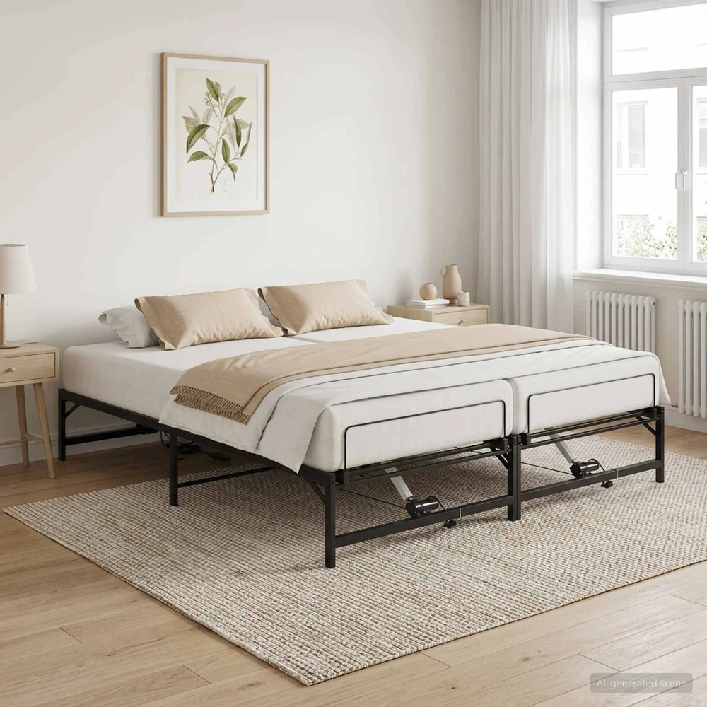 Lova Elektrinis reguliuojamas lovos rėmas Juoda 160 x 200 cm Plienas