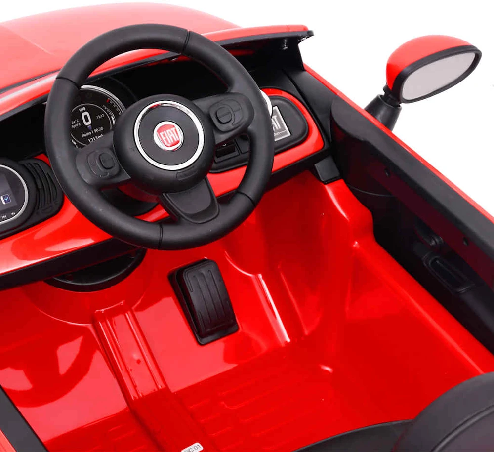 Elektrinis vaikiškas automobilis Fiat 500, raudonos spalvos