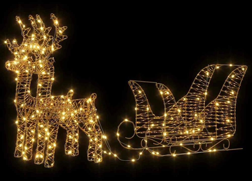 Elnių tempimo roges 160 LED Šilta balta 30 x 12 x 55 cm PET