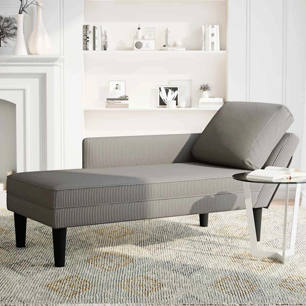 Sofa Chaise Lounge su pagalvės šviesiai pilku velveto audiniu