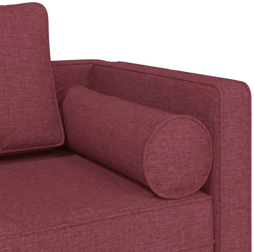 Poilsio sofa su ilga pagalve, raudonojo vyno spalvos, audinys