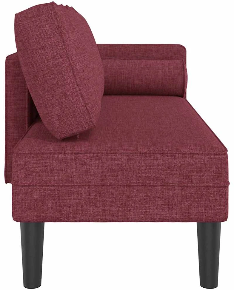 Poilsio sofa su ilga pagalve, raudonojo vyno spalvos, audinys