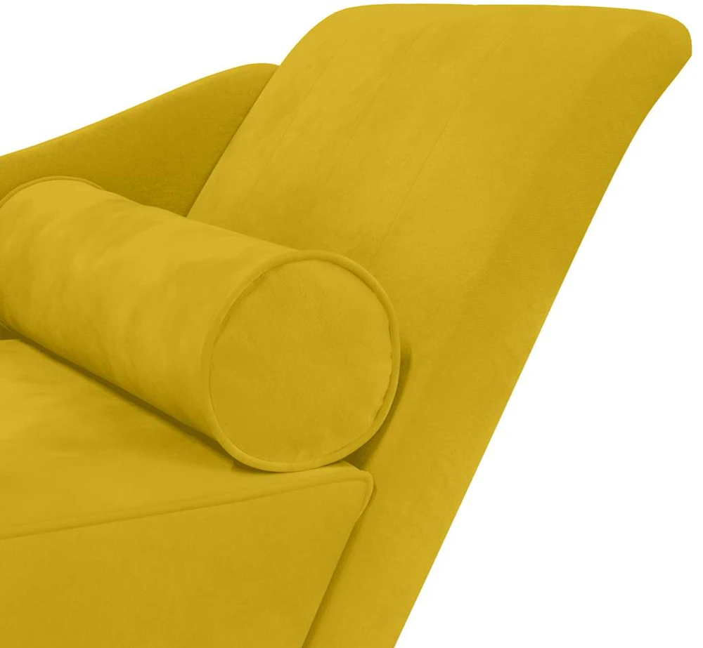 Poilsio sofa su pagalvėlėmis, geltonos spalvos, aksomas