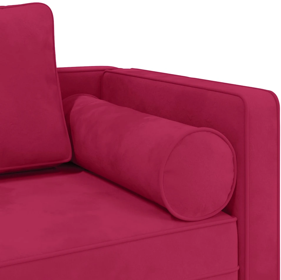 Poilsio sofa su pagalvėlėmis, raudonojo vyno spalvos, aksomas