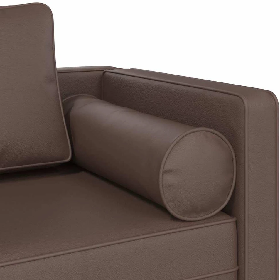 Poilsio sofa su pagalvėmis, ruda, dirbtinė oda