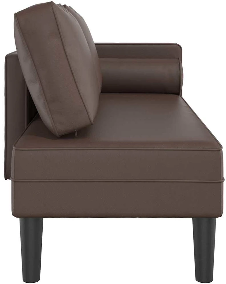 Poilsio sofa su pagalvėmis, ruda, dirbtinė oda