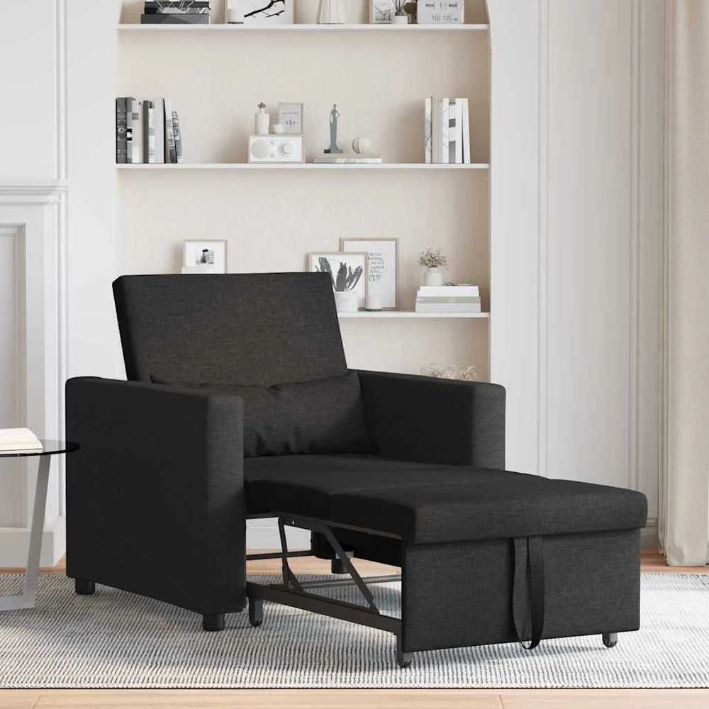 Ištraukiamas sofa-lova vienvietis Juoda 90 x 165 x 87 cm