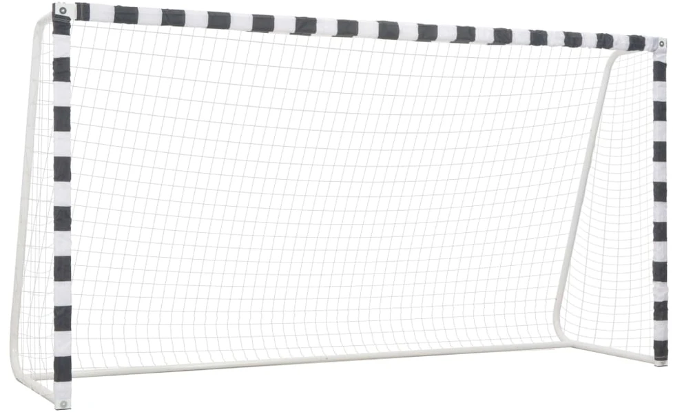 Futbolo vartai, juodos ir baltos sp., 300x160x90 cm, metalas