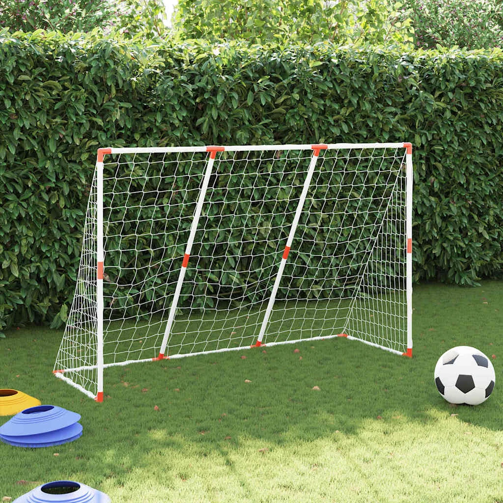 Futbolo vartai su kamuoliais, 2-1, balti, 184x64x124cm, metalas