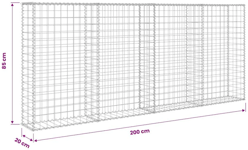 Gabiono siena su dang., galvanizuotas plienas, 200x20x85cm
