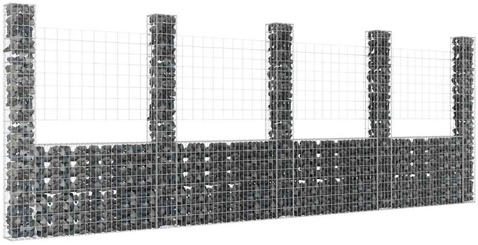 Gabionų krepšiai su 5 kolonomis, 500x20x200cm, geležis