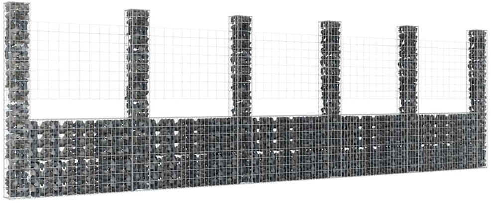 Gabionų krepšiai su 6 kolonomis, 620x20x200cm, geležis