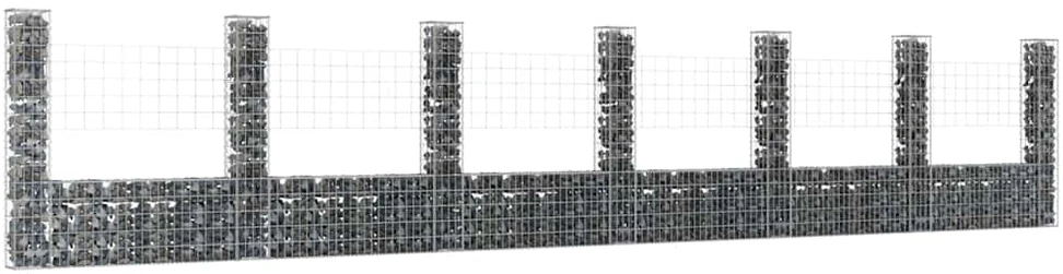 Gabionų krepšiai su 7 kolonomis, 740x20x150cm, geležis