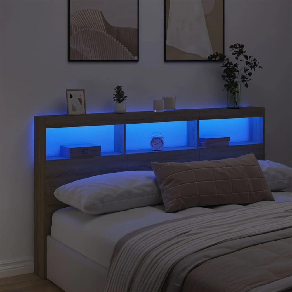 Galvūgalis-spintelė su LED, ąžuolo spalvos, 180x17x102cm