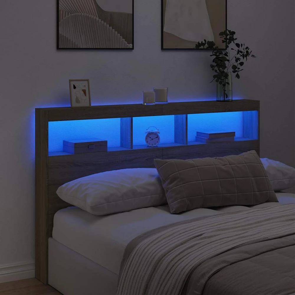 Galvūgalis-spintelė su LED, ąžuolo spalvos, 160x17x102cm