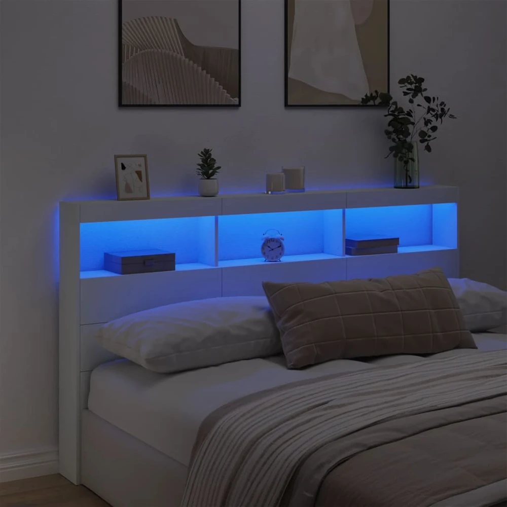 Galvūgalis-spintelė su LED, baltos spalvos, 180x17x102cm