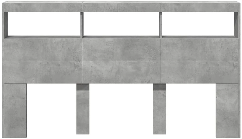 Galvūgalis-spintelė su LED, betono pilkos spalvos, 180x17x102cm