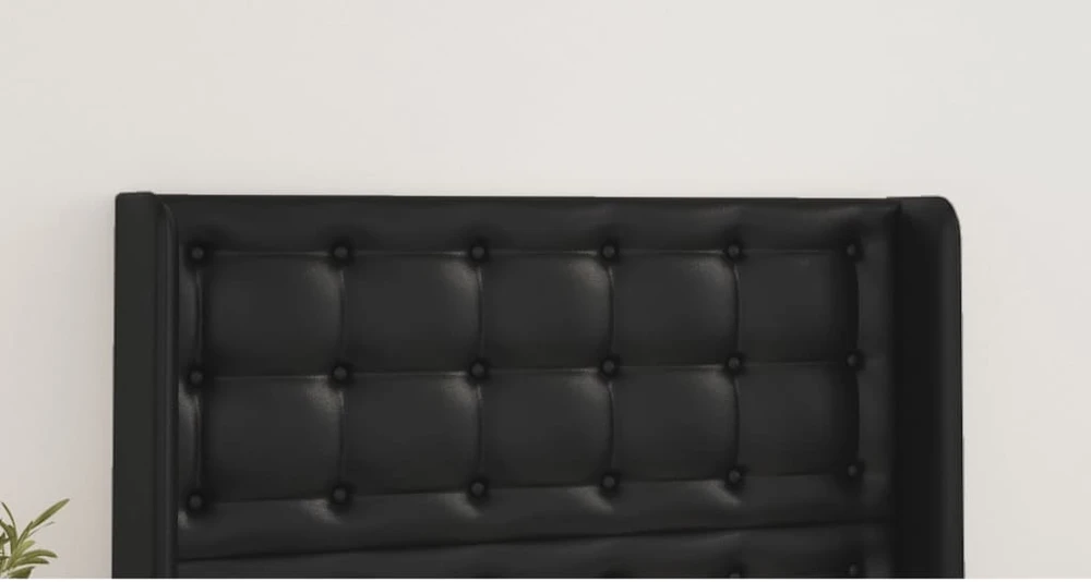 Galvūgalis su auselėmis, juodas, 103x16x118/128cm, dirbtinė oda