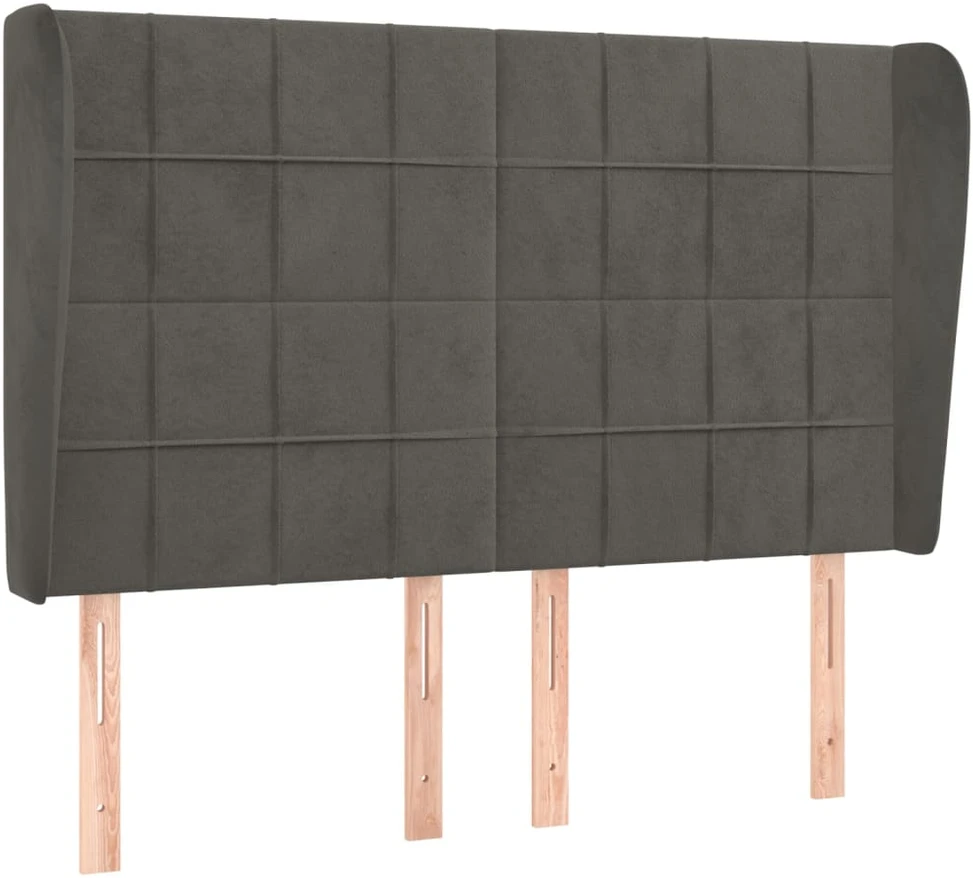 Galvūgalis su auselėmis, pilkas, 147x23x118/128cm, aksomas